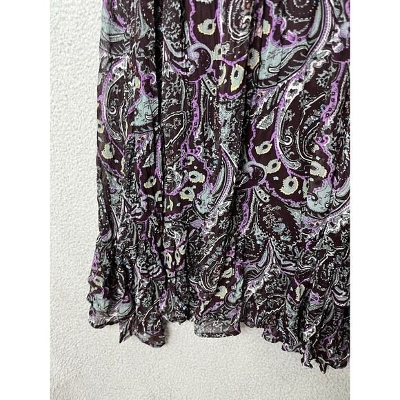 Halter Maxi Dress Medium Paisley Empire Waist Stretch Beach Y2K Western Hippie - Picture 3 of 16